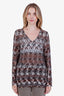 Missoni Gold/Black Metallic Crochet Long Sleeve Top Size 44