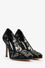 Manolo Blahnik Black Lace Crystal Detail Hangisi Heels Size 36