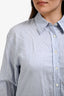 Sibel Saral Blue Gingham Cotton Wrinkle Button-Up Shirt Size L