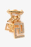 Versace Gold Tone Medusa & Crystal Embellished Greca Charm Earrings