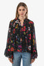 McQ by Alexander McQueen Black/Multi Sheer Buttoned Blouse Size 34