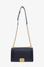 Pre-loved Chanel™ 2018-19 Navy Blue Quilted Calfskin Medium Boy Bag GHW