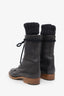 Pre-loved Chanel™ Brown Leather Fringe Detail Combat Boot Size 40