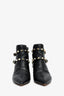 Valentino Black Leather Rockstud Heel Ankle Boots Size 38.5