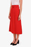Christian Dior Red Wool Silk Midi Belted Skirt Size 4