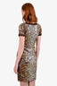 Blumarine Brown/Gold Sequins V Neck SS Dress Est Size XS