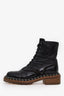 Pre-loved Chanel™ Black Patent Leather and Suede Lace Up Chain Boots Size 36.5