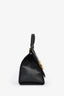 Gucci Black Pebbled Leather GG Marmont Small Top Handle Bag