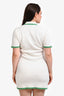 Sporty & Rich White/Green Contrast Wool Blend 'Hilary' Dress Size L