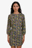 Maje Green/Purple/Blue Floral Print Long Sleeve Mini Dress Size 36
