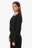 Pre-loved Chanel™ 2004 Black Tweed CC Logo Buttons with Tulle Trim Size 36