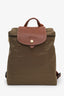 Lonchamp Green Nylon Le Pliage Backpack