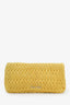 Yellow Matelasse Nappa Leather Crystal Embellished Shoulder Bag with Strap