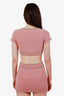 Guizio Pink Wool Scoop Neck Knit Crop Top with Mini Skirt Size XS/S
