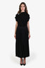 Proenza Schouler Black Rib Knit Top Button Shoulder Maxi Dress Size 10