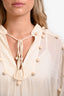 Zimmermann Cream Cotton Embroidered Pom-Pom Belted Long Sleeve Midi Dress Size 3