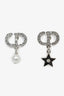 Christian Dior Silver Tone Crystal and Faux Pearl 'Lucky Charms' Earrings