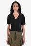 Frame Black Linen Cropped T-Shirt Size XS