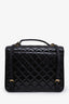 Pre-loved Chanel™ 22K Black Patent Leather Quilted Large School Memory Top Handle Flap Backpack