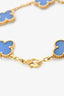 Van Cleef & Arpels 18K Yellow Gold Blue Agate 5-Motif Vintage Alhambra Bracelet