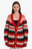 Gucci 2020 Wool Zigzag Jacquard Deep V-Neck Cardigan Size S