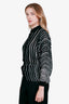 Gucci Black/White Silk Sheer Button Up Blouse Size 36