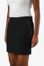 Gucci Vintage Black Wool Leather Trim Mini Skirt Size 38