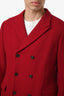Jil Sander Red Wool Double Breasted Coat Size 54 Mens