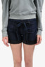 Prada 2012 Dark Blue Belted Denim Shorts Size 27