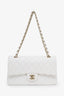 Pre-loved Chanel™ 2022+ White Caviar Leather Medium Classic Double Flap Bag