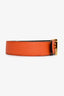 Hermès Orange/Black Leather Reversible H-Buckle 'Constance' Belt Size 80