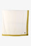 Hermès White/Green Cashmere Leather H Detail Throw Blanket