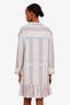 Veronica Beard Ivory/Blue/Coral Striped Cotton Ardith Mini Dress Size XL