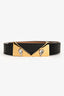 Fendi Black Leather Gold Buckle 'Monster Eyes' Thin Belt Size 90