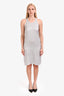 Alexander Wang Blue Satin Striped Sleeveless Midi Dress Size S