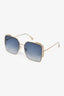 Fendi Gold/Blue Gradient Lens Round Frame Sunglasses