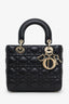 Christian Dior 2019 Black Leather Small Lady Dior Bag With Strap