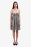 Hugo Boss Grey Silk Striped Bubble Hem Mini Dress Size 6