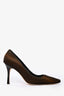 Manolo Blahnik Brown/Black Pony Hair Patent Leather Trim Pumps Size 36