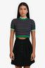 Miu Miu 2019 Green/Multicolour Cotton Crochet Knit Short Sleeve Cropped Top Size 36