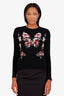 Valentino Black Embroidered Wool Crewneck Sweater Size XS