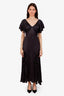 Maje Black Satin Ruffled Maxi Dress Size 36