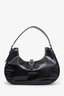 Prada Black Patent Leather Vernis Rayures Buckle Shoulder Bag