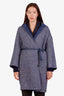 Loro Piana Blue Virgin Wool Reversible Overcoat Size M with Belt