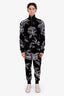 Givenchy Black Velour Floral Print Zip Up Sweater and Track Pants Size L/XL Mens