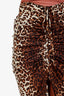 Veronica Beard Leopard Print Silk Ruched Side Midi Skirt Size 0