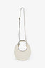Staud White Leather Mini Moon Bag with Strap