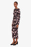 Alessandra Rich Navy/Pink Floral Print Ruched Maxi Dress Estimated Size S