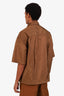 Prada Brown Nylon Zip-up Short Sleeve Shirt Size M Mens