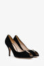 Salvatore Ferragamo Black Suede Peep Toe Heels Size 7